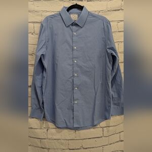 Bespoke Blue Button Front Slim Fit Dress Shirt Men's Size Large 16-16.5